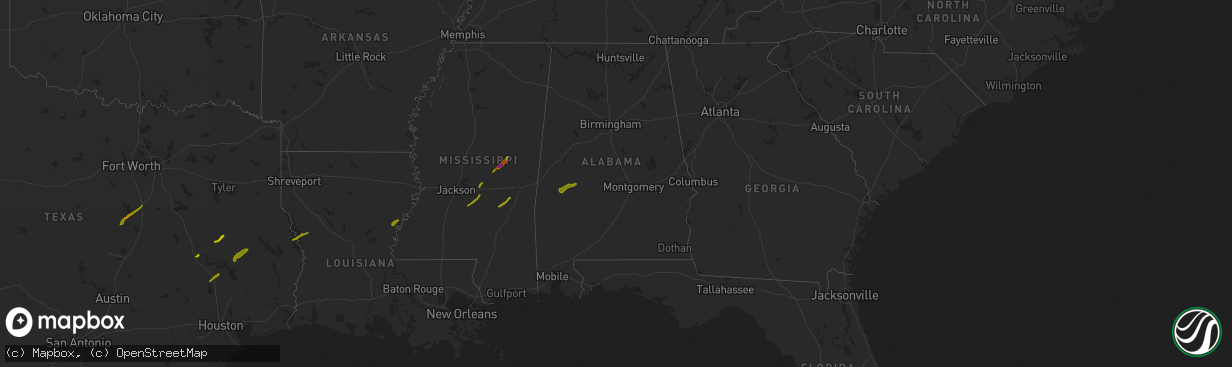 Hail map in Alabama on April 6, 2014