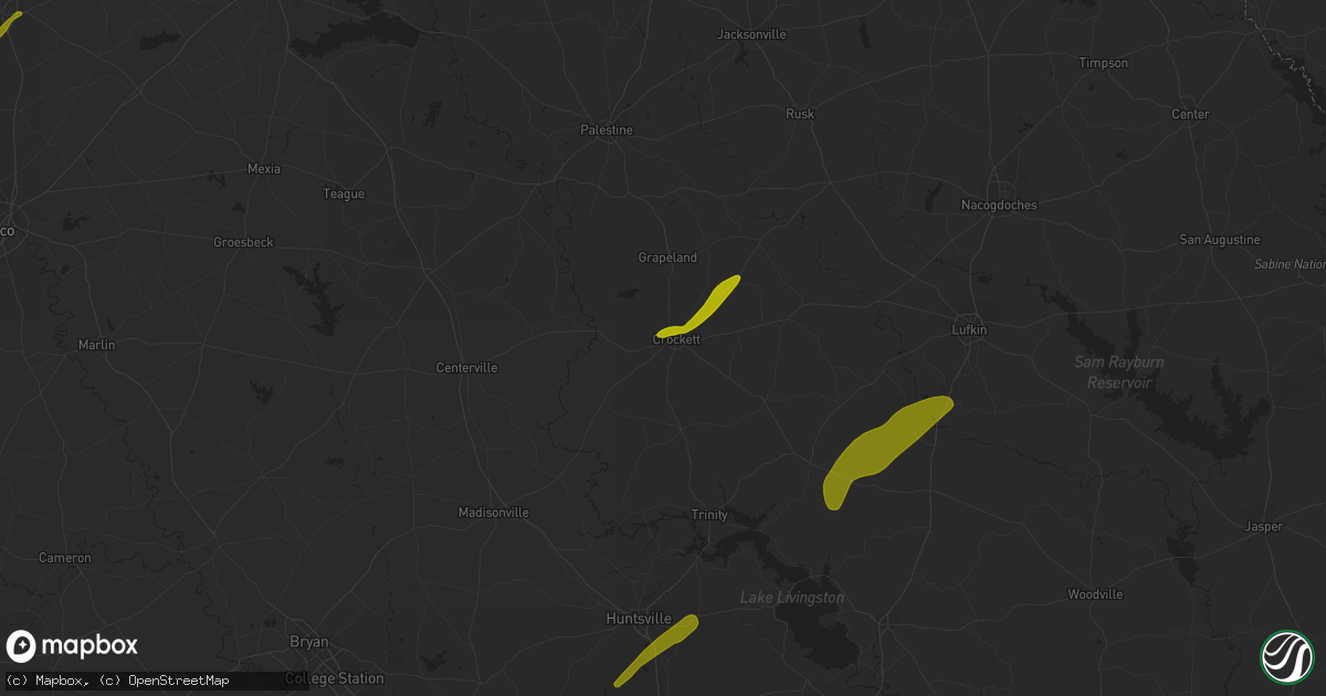 Hail map in Crockett, TX on April 6, 2014