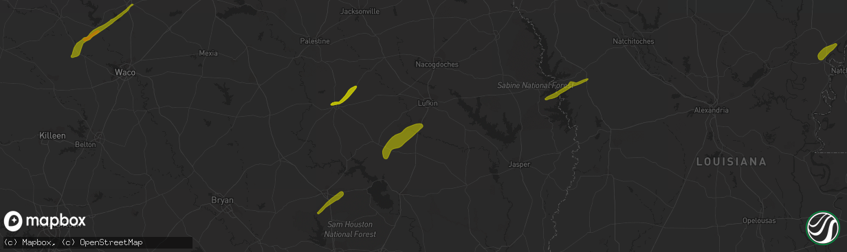 Hail map in Diboll, TX on April 6, 2014