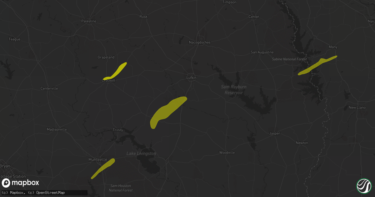 Hail map in Diboll, TX on April 6, 2014