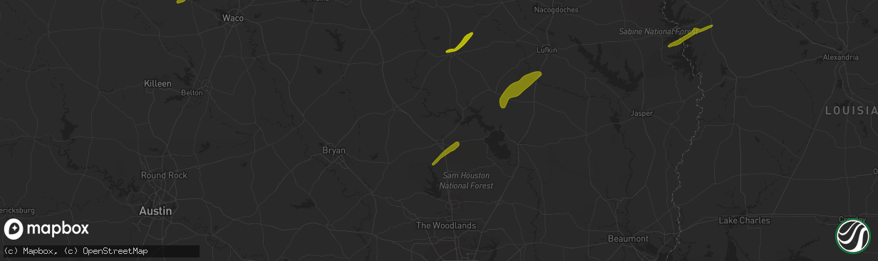 Hail map in Huntsville, TX on April 6, 2014