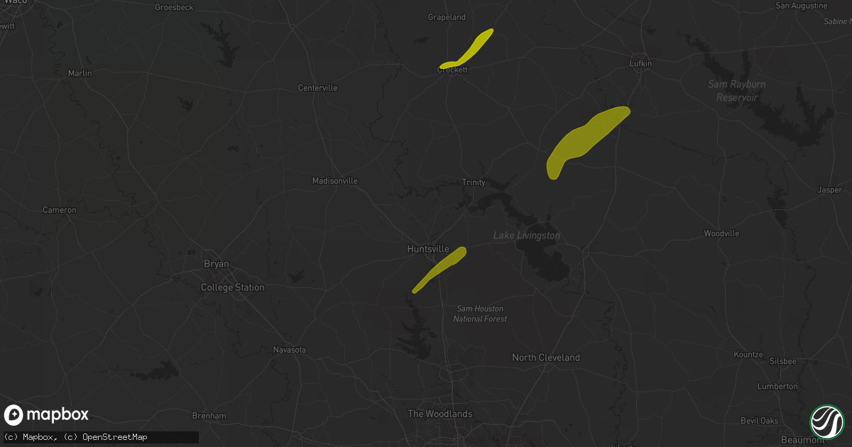 Hail map in Huntsville, TX on April 6, 2014
