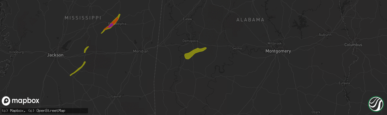 Hail map in Linden, AL on April 6, 2014