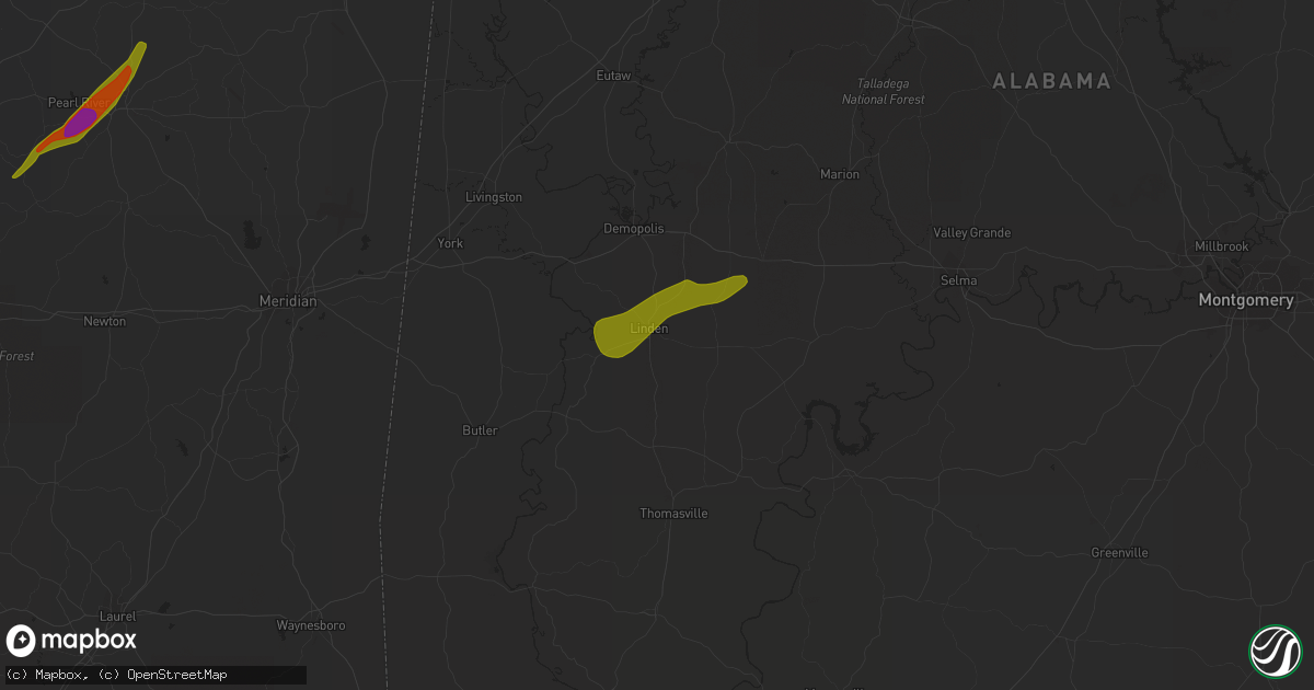 Hail map in Linden, AL on April 6, 2014