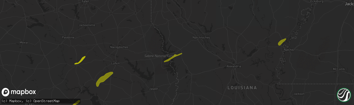 Hail map in Many, LA on April 6, 2014