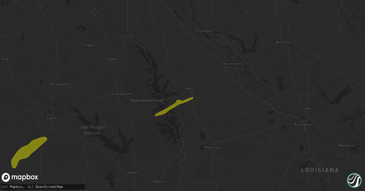 Hail map in Many, LA on April 6, 2014