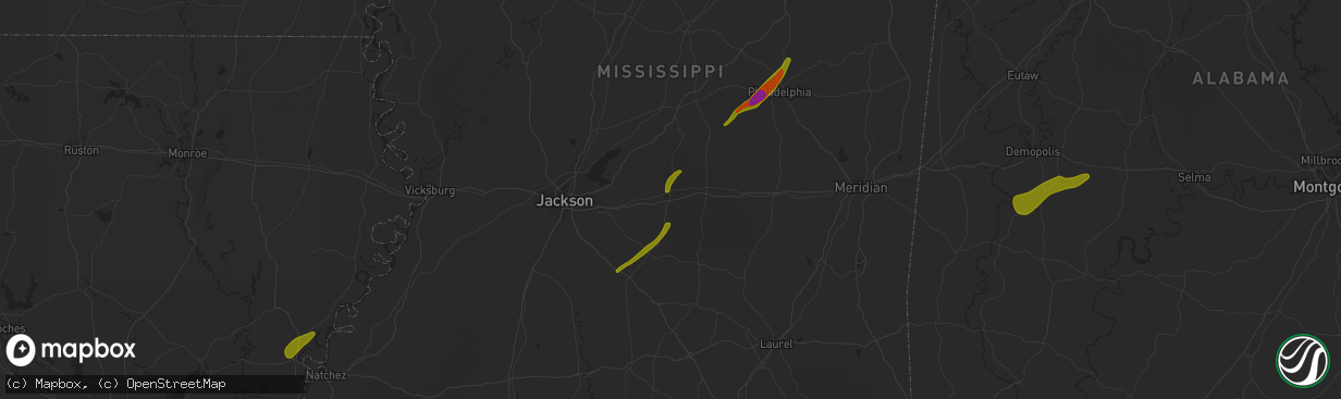 Hail map in Morton, MS on April 6, 2014