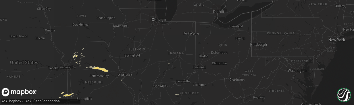 Hail map in Indiana on April 6, 2015