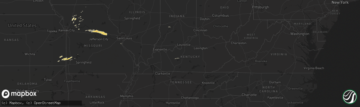 Hail map in Kentucky on April 6, 2015