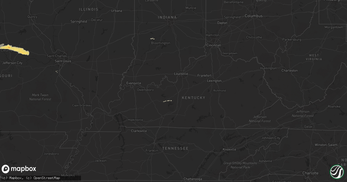 Hail map in Kentucky on April 6, 2015