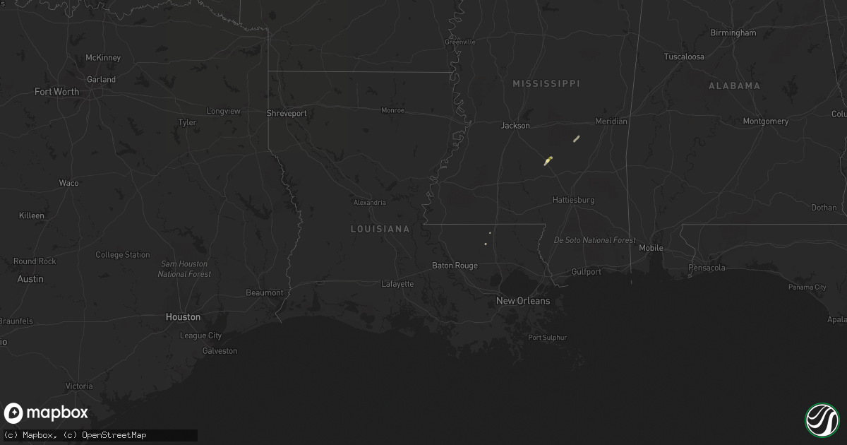 Hail map in Louisiana on April 6, 2015