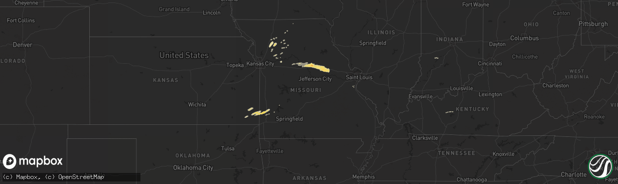 Hail map in Missouri on April 6, 2015