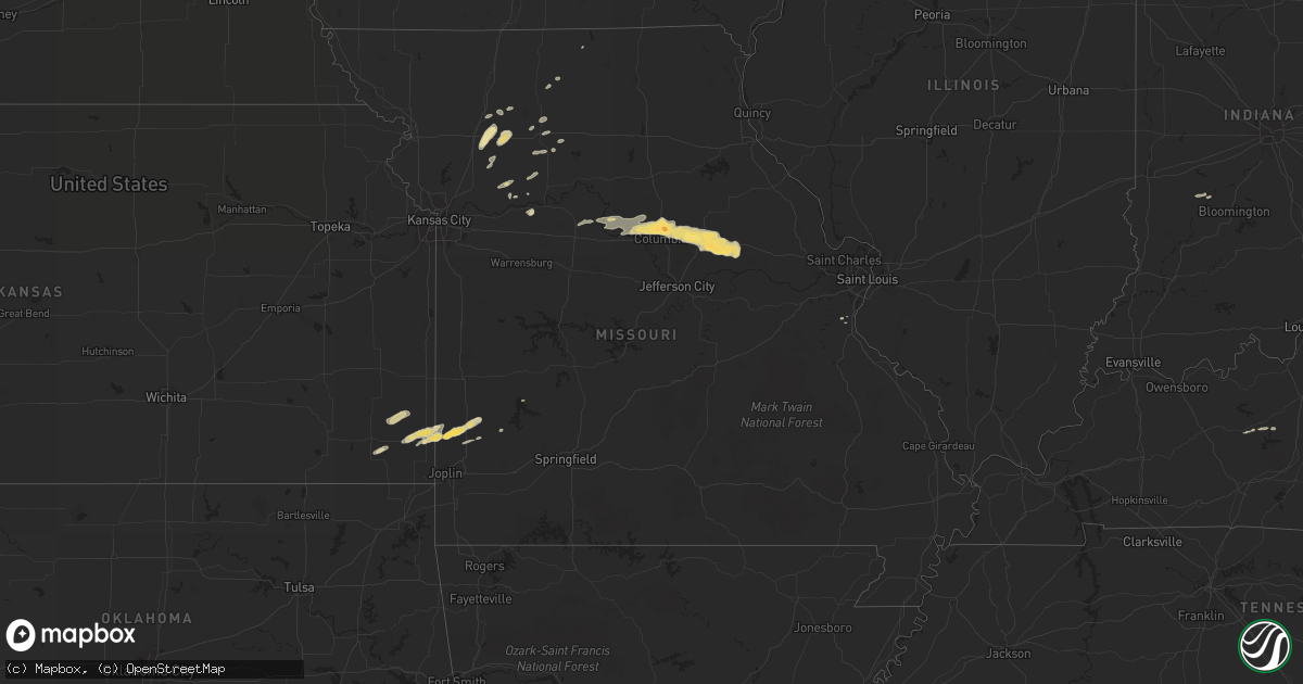 Hail map in Missouri on April 6, 2015