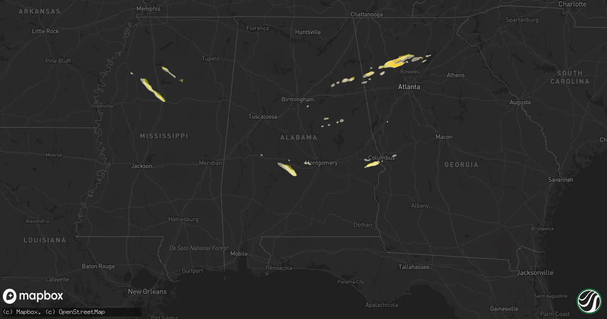 Hail map in Alabama on April 6, 2016