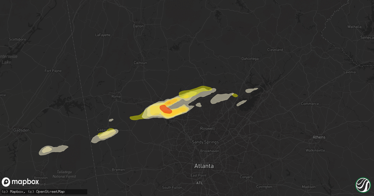 Hail map in Canton, GA on April 6, 2016