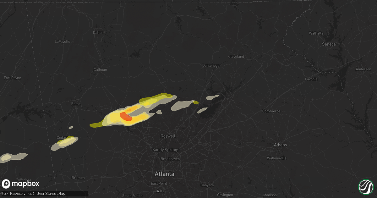 Hail map in Cumming, GA on April 6, 2016