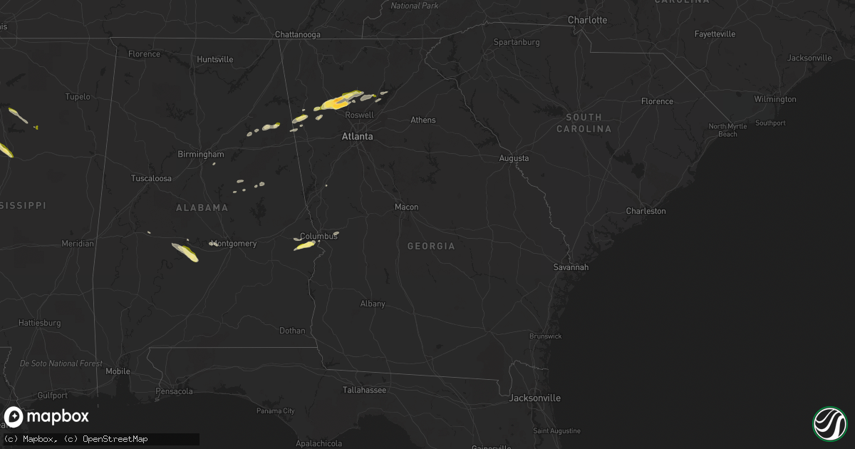 Hail map in Georgia on April 6, 2016
