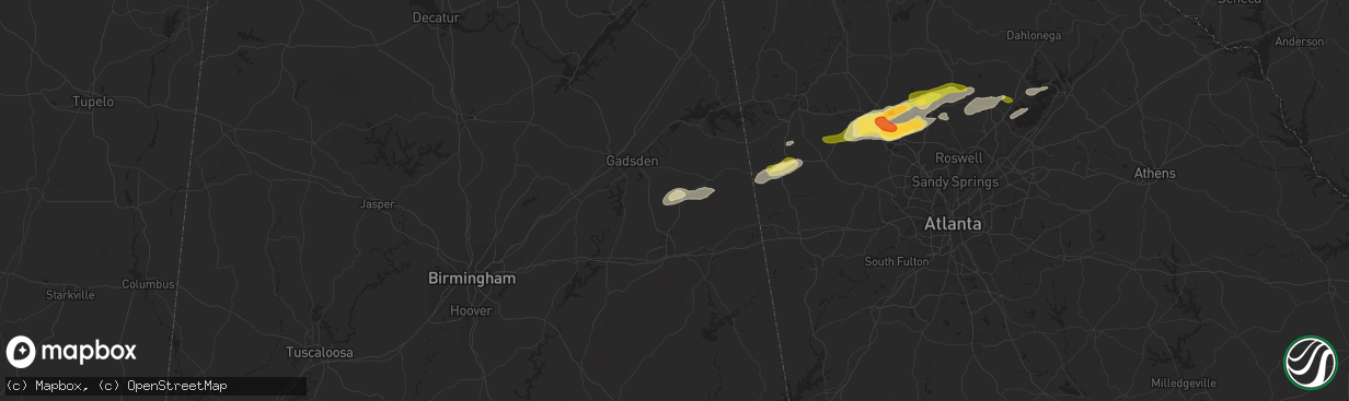Hail map in Jacksonville, AL on April 6, 2016