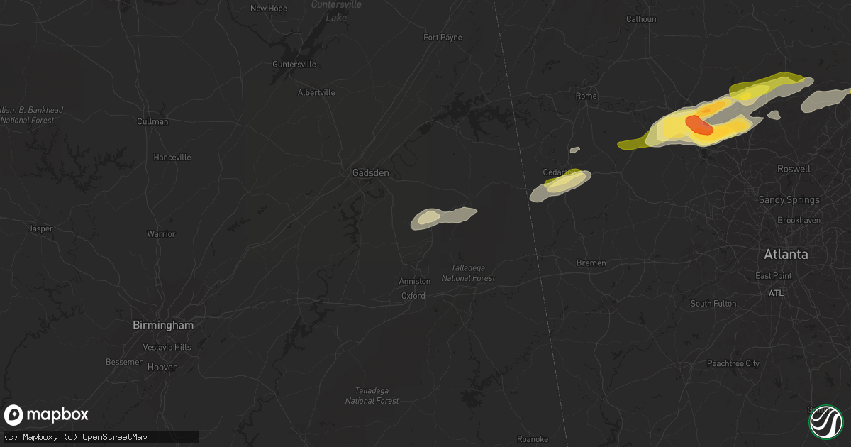 Hail map in Jacksonville, AL on April 6, 2016