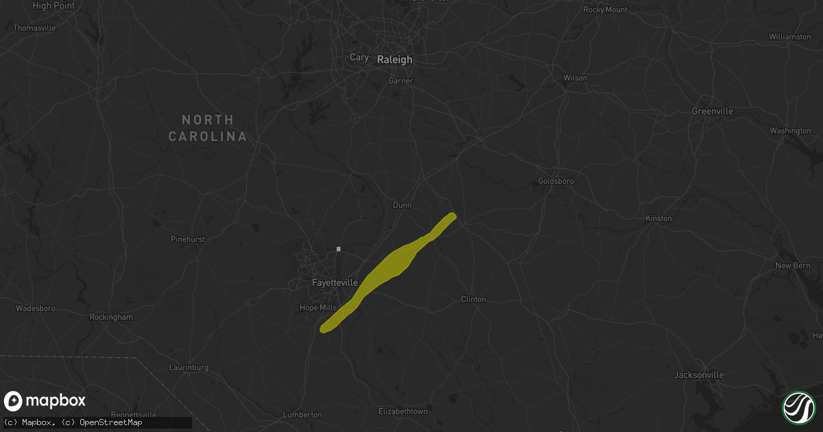 Hail map in Dunn, NC on April 6, 2017