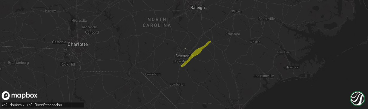 Hail map in Fayetteville, NC on April 6, 2017