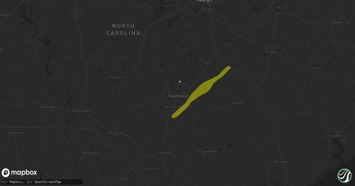 Hail map in Fayetteville, NC on April 6, 2017