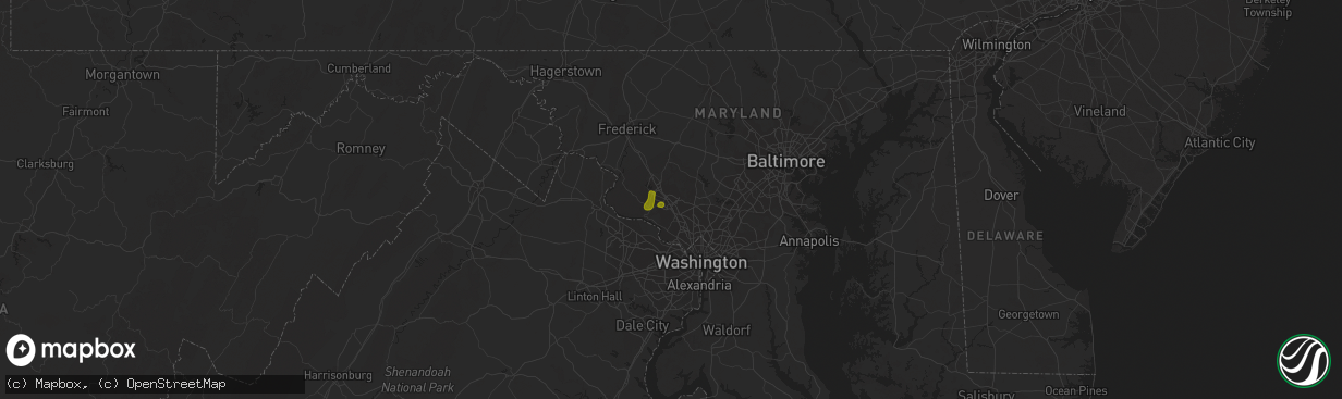 Hail map in Gaithersburg, MD on April 6, 2017