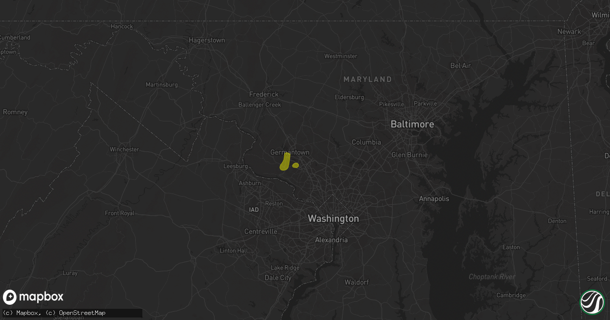 Hail map in Gaithersburg, MD on April 6, 2017