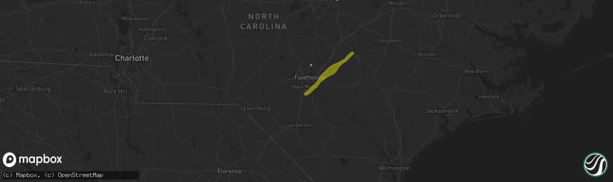 Hail map in Hope Mills, NC on April 6, 2017