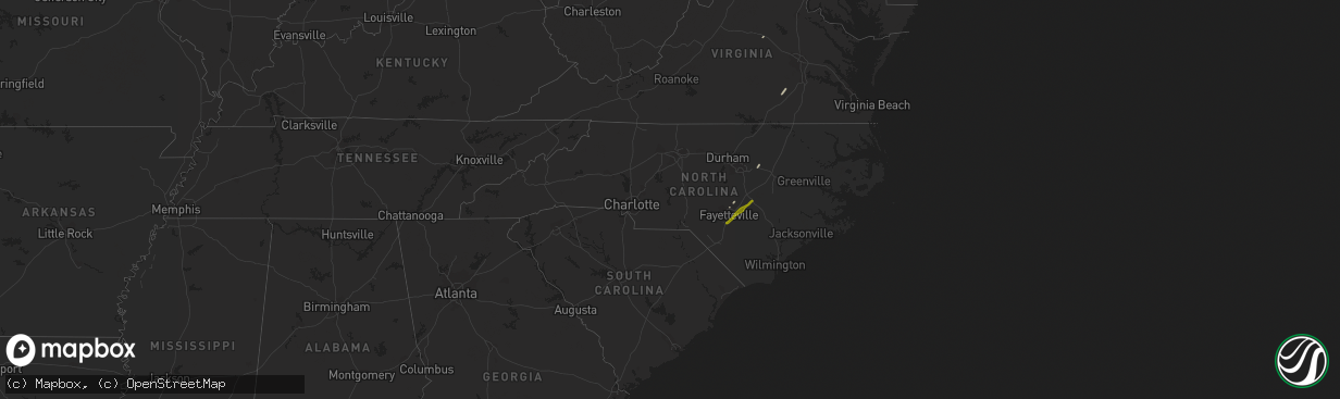 Hail map in North Carolina on April 6, 2017