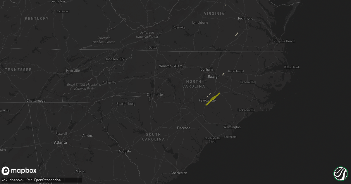 Hail map in North Carolina on April 6, 2017