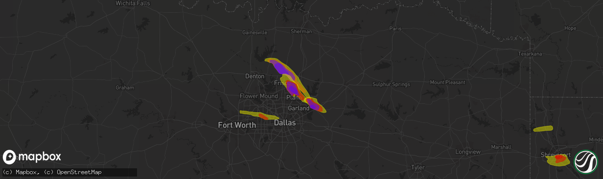 Hail map in Allen, TX on April 6, 2018