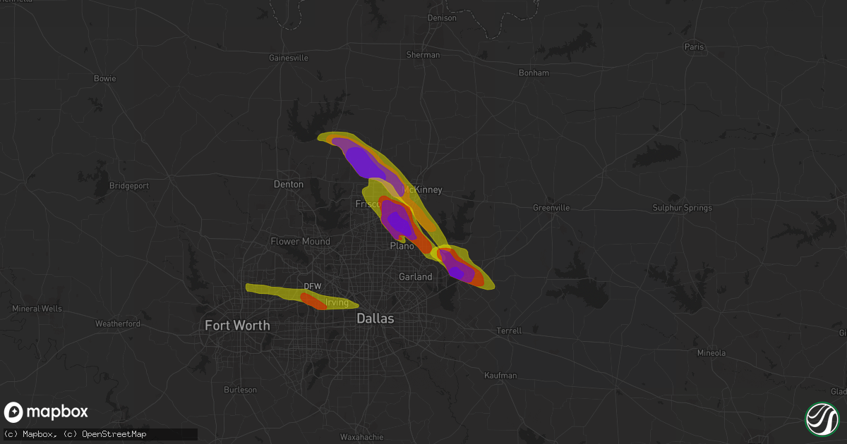 Hail map in Allen, TX on April 6, 2018