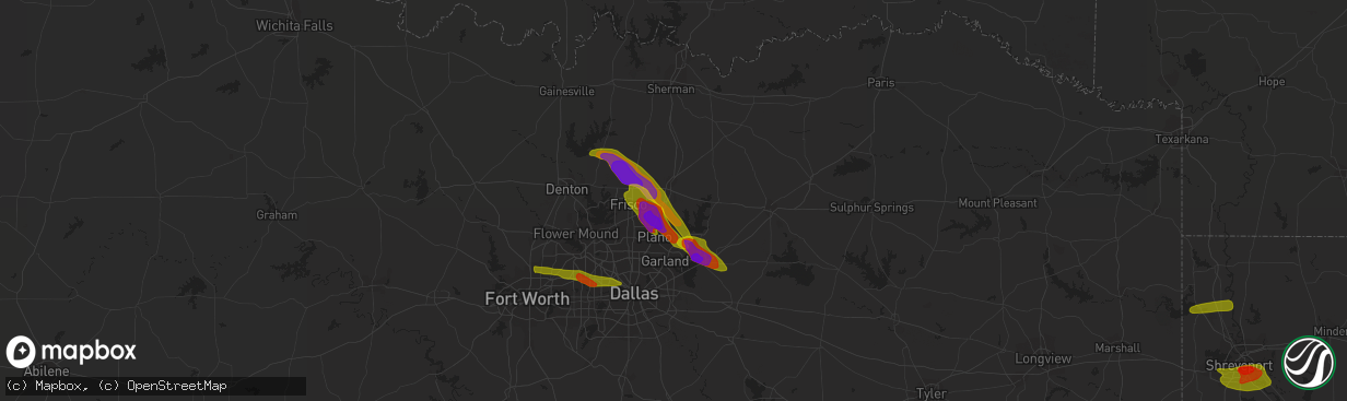 Hail map in Mckinney, TX on April 6, 2018