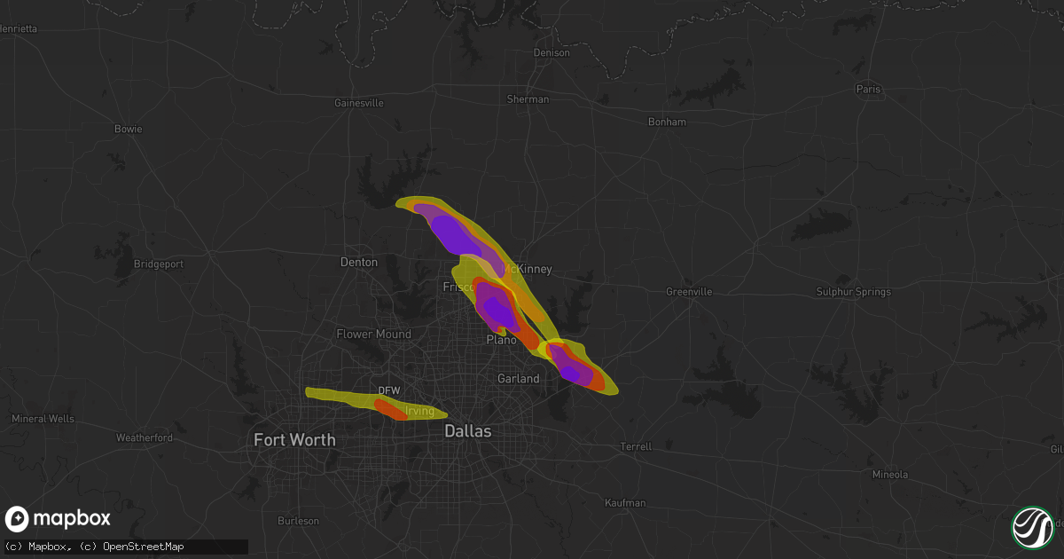 Hail map in Mckinney, TX on April 6, 2018