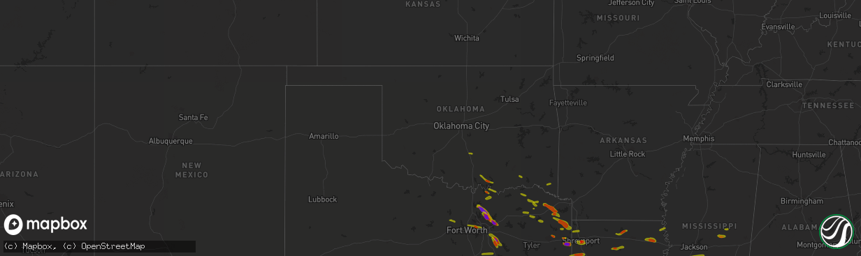 Hail map in Oklahoma on April 6, 2018