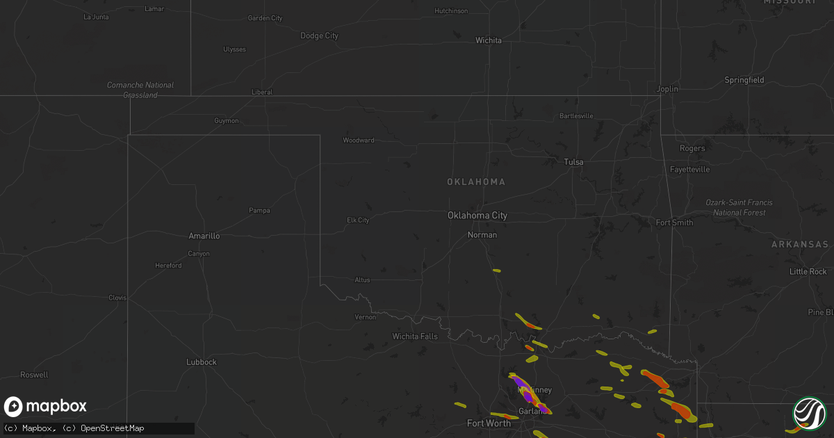 Hail map in Oklahoma on April 6, 2018