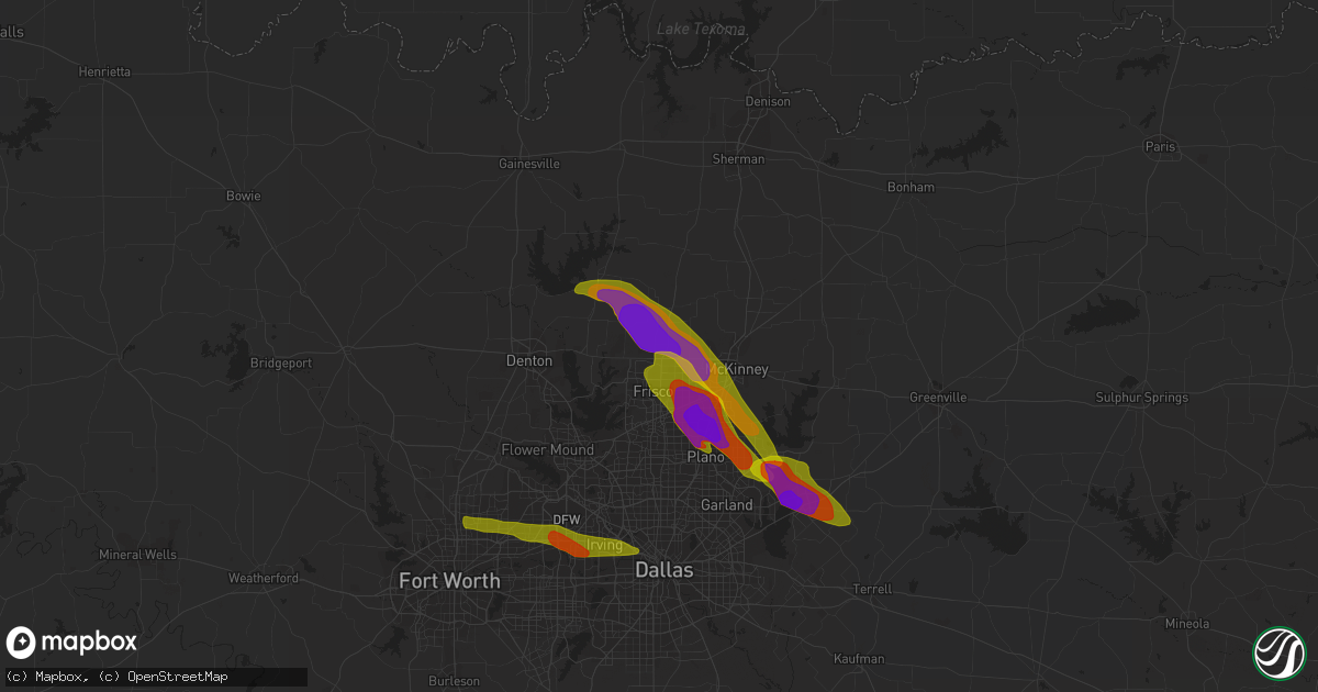 Hail map in Prosper, TX on April 6, 2018