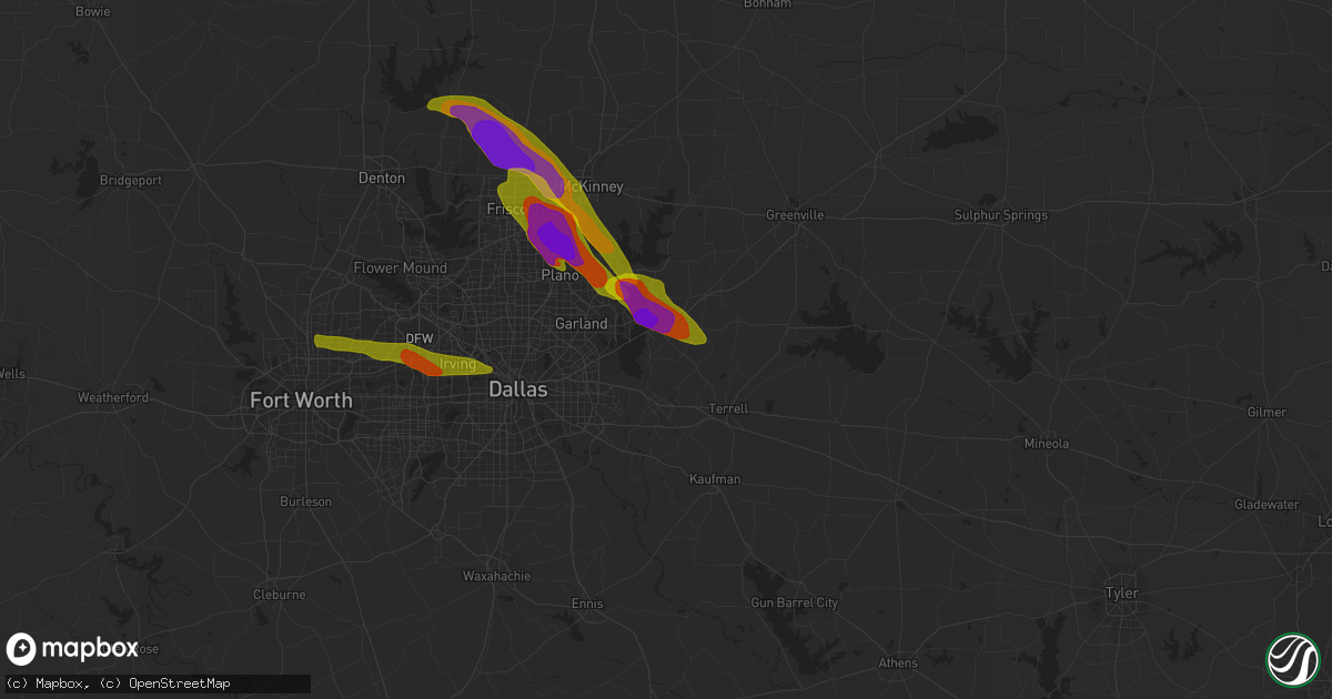 Hail map in Rockwall, TX on April 6, 2018