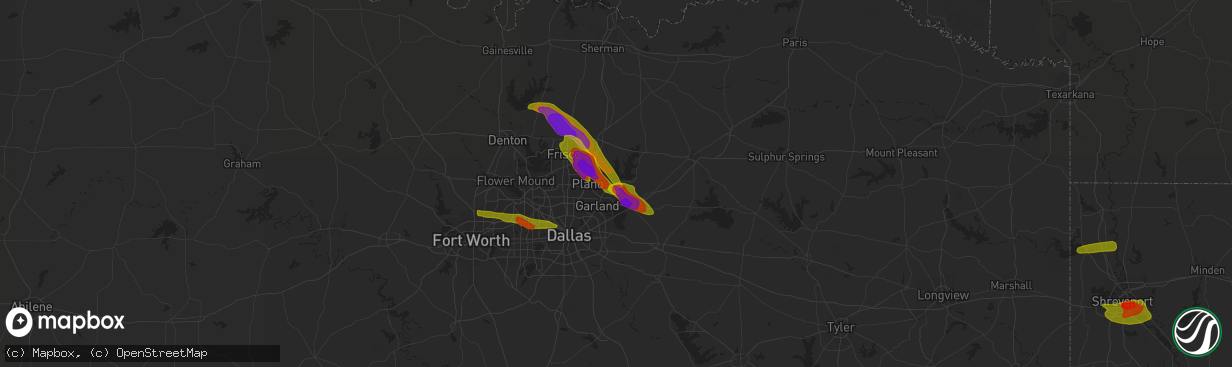 Hail map in Wylie, TX on April 6, 2018