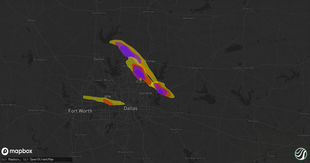 Hail map in Wylie, TX on April 6, 2018