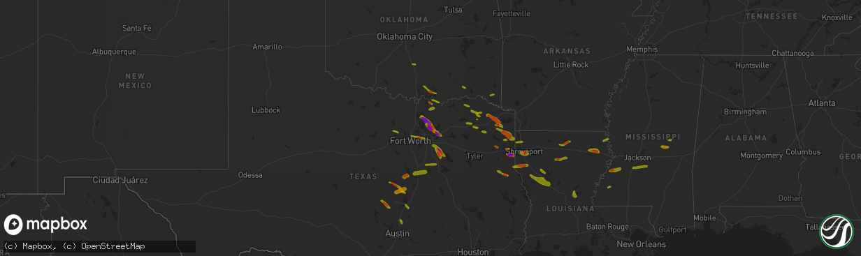 Hail map on April 6, 2018