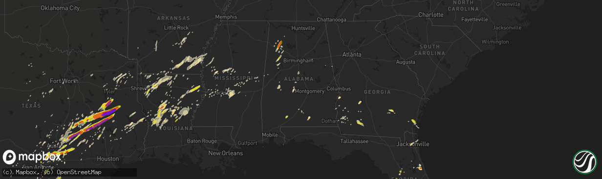 Hail map in Alabama on April 6, 2019