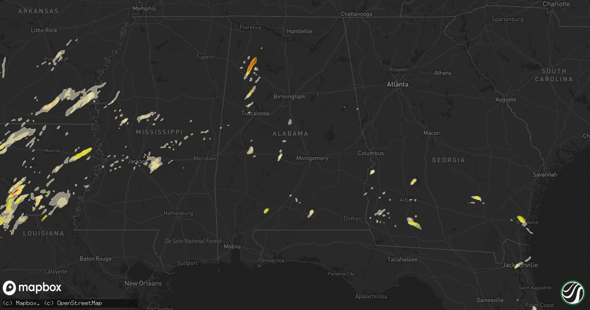 Hail map in Alabama on April 6, 2019