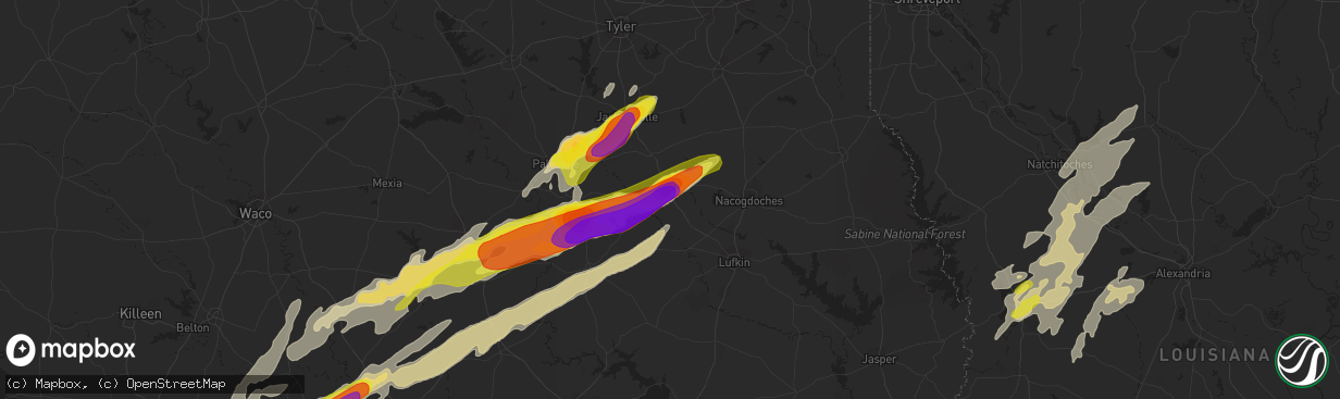 Hail map in Alto, TX on April 6, 2019