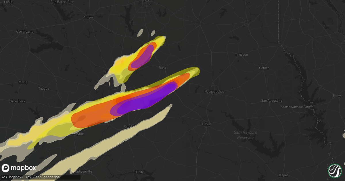 Hail map in Alto, TX on April 6, 2019