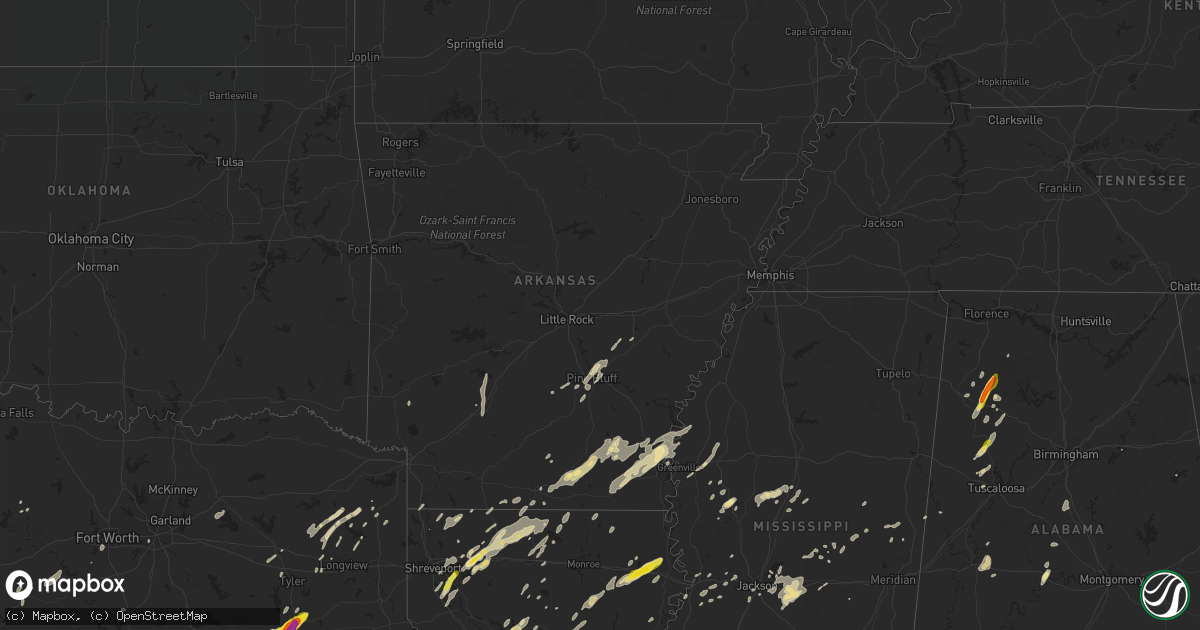 Hail map in Arkansas on April 6, 2019