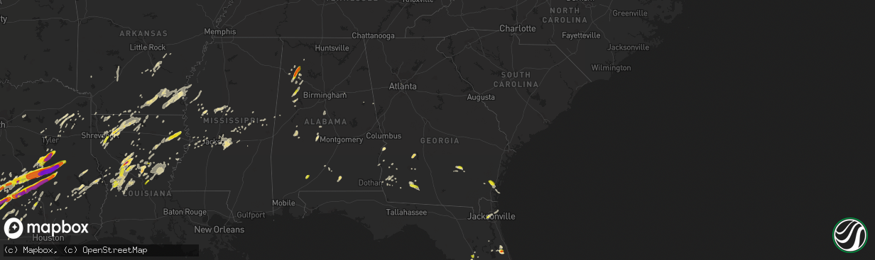 Hail map in Georgia on April 6, 2019