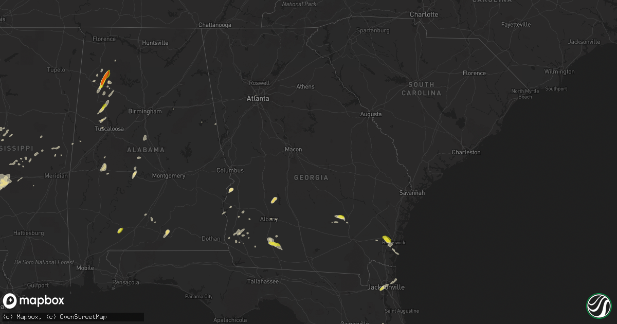 Hail map in Georgia on April 6, 2019