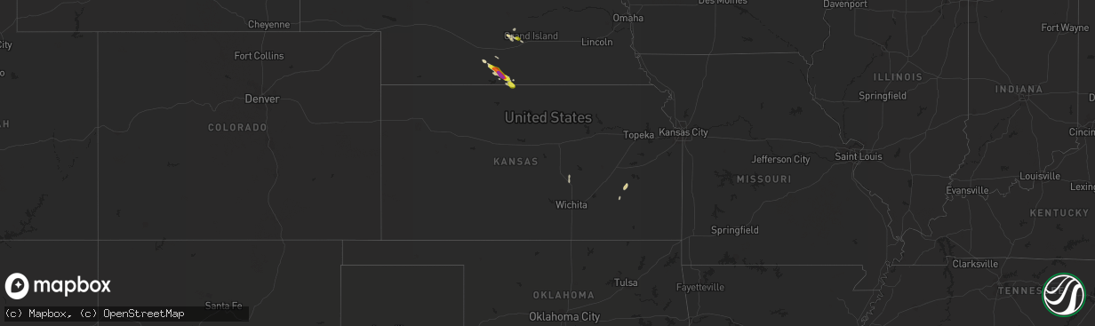 Hail map in Kansas on April 6, 2019